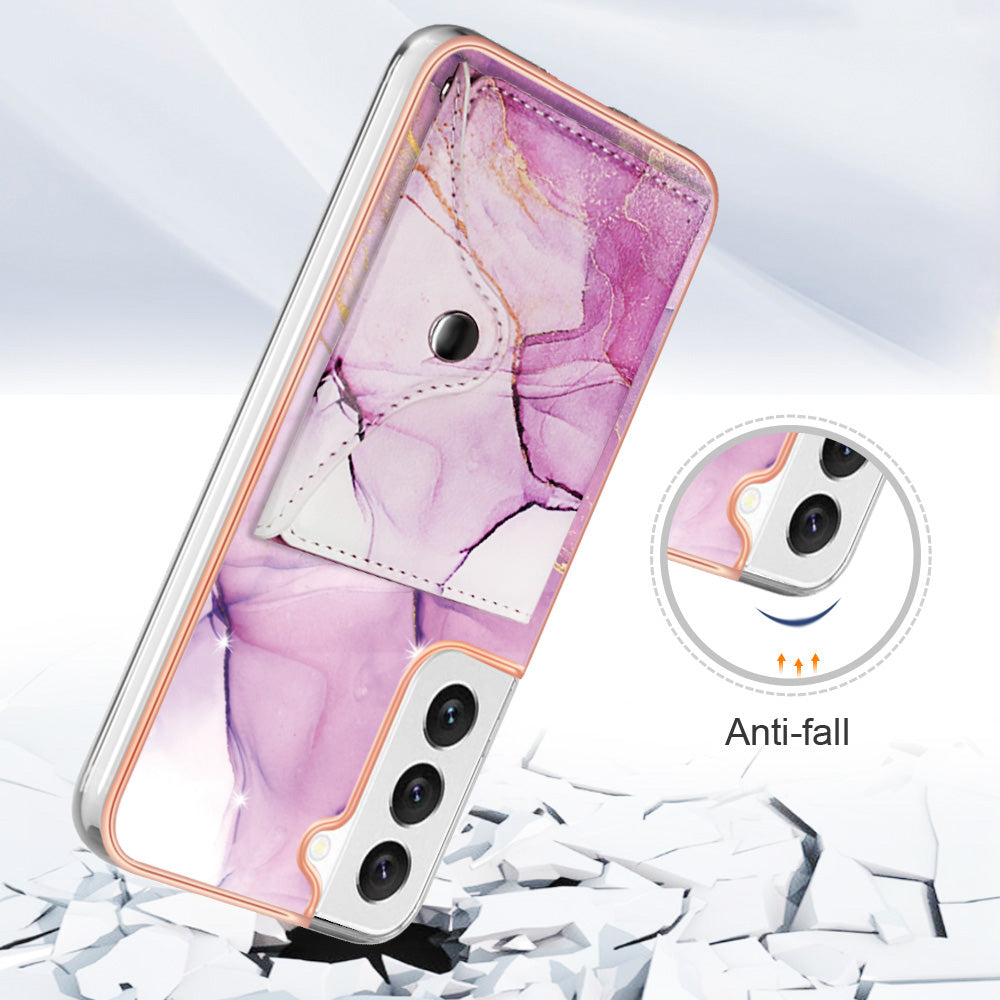 YB Leather Coating Series-9 for Samsung Galaxy S23+ Kickstand Case PU+TPU IMD Phone Cover with Card Slot