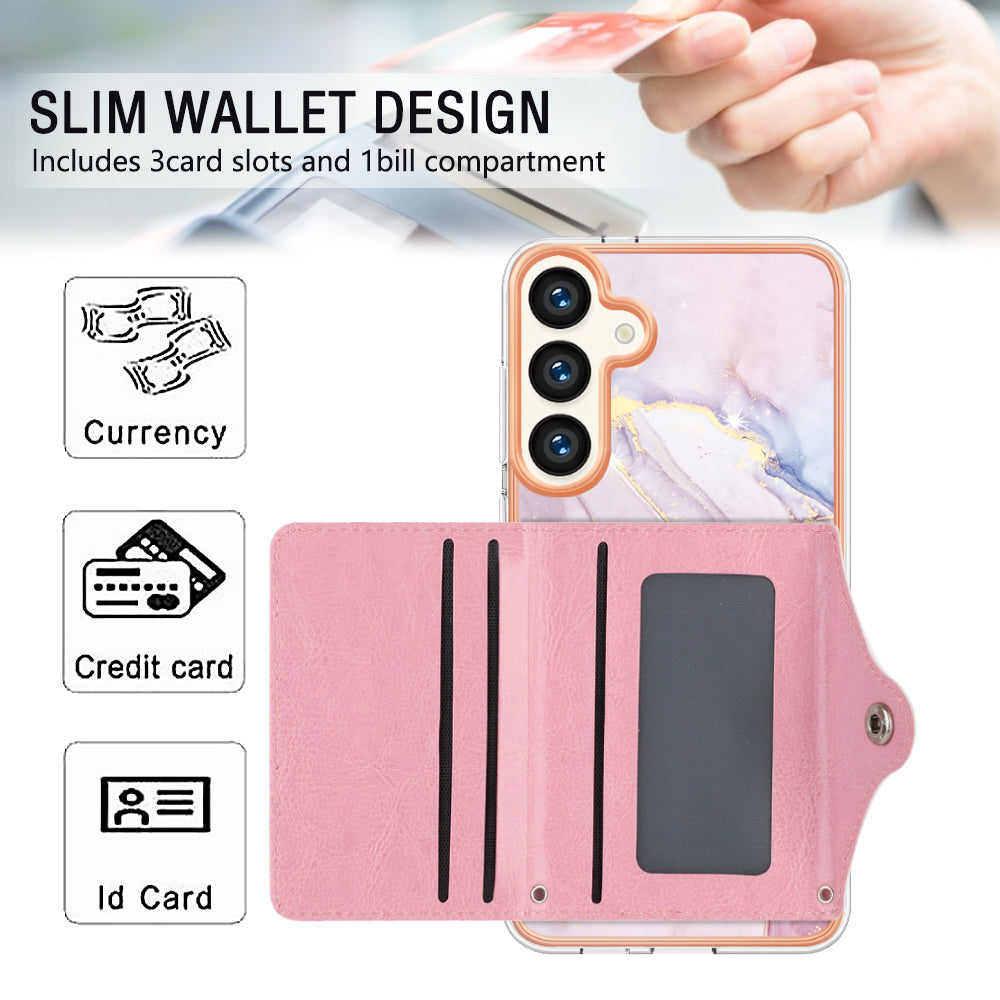 YB Leather Coating Series-9 for Samsung Galaxy S24+ Case Leather+TPU Card Slots IMD Phone Cover