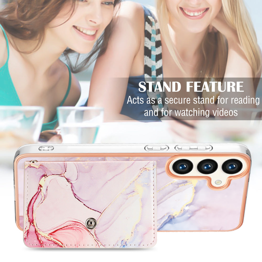 YB Leather Coating Series-9 for Samsung Galaxy S24+ Case Leather+TPU Card Slots IMD Phone Cover