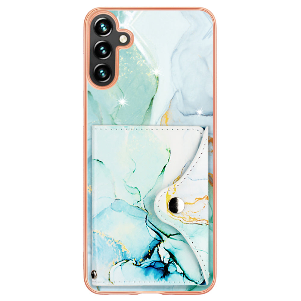YB Leather Coating Series-9 for Samsung Galaxy A35 5G Case IMD Pattern Leather+TPU Phone Cover with Card Bag