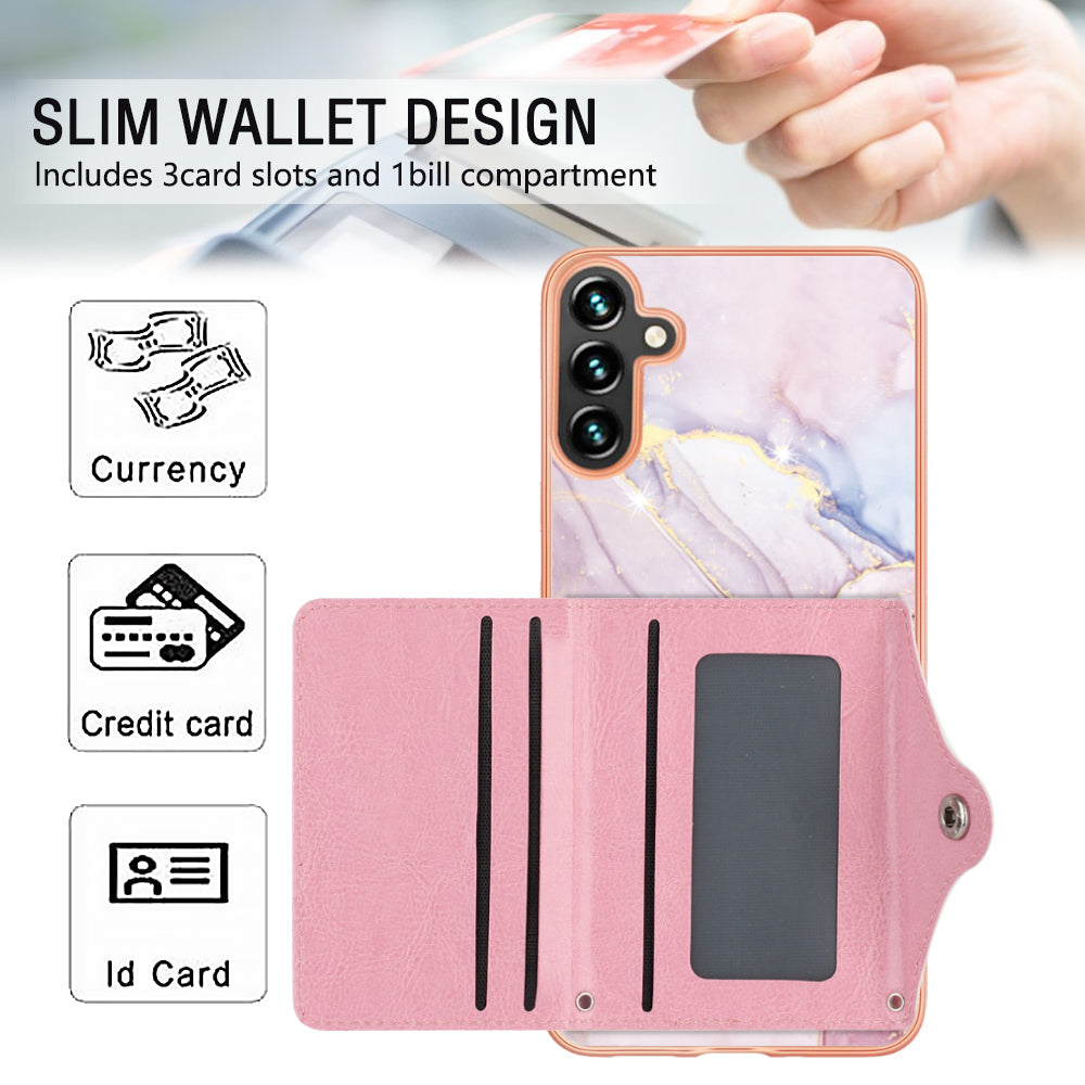 YB Leather Coating Series-9 for Samsung Galaxy A54 5G IMD Case Card Slot PU+TPU Protective Cover