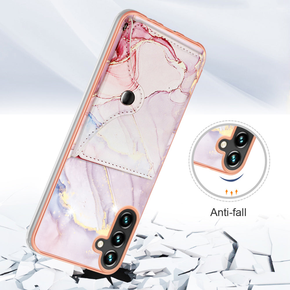 YB Leather Coating Series-9 for Samsung Galaxy A54 5G IMD Case Card Slot PU+TPU Protective Cover