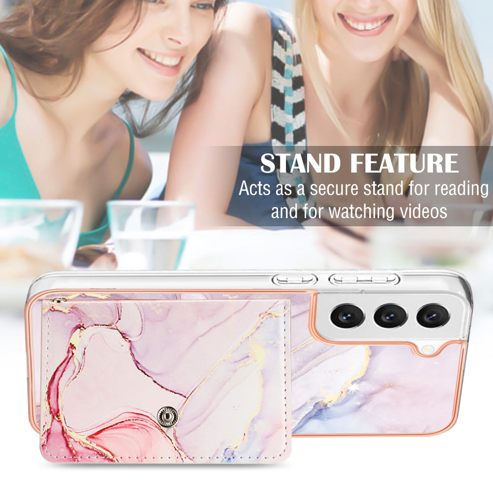YB Leather Coating Series-9 for Samsung Galaxy S22 5G Shockproof Cover PU Leather+TPU Phone Case with Card Holder
