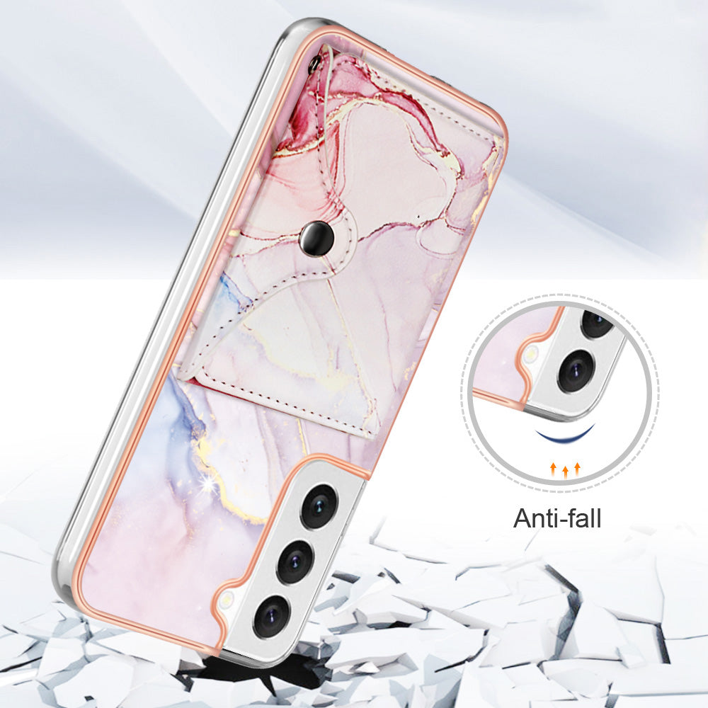 YB Leather Coating Series-9 for Samsung Galaxy S22 5G Shockproof Cover PU Leather+TPU Phone Case with Card Holder