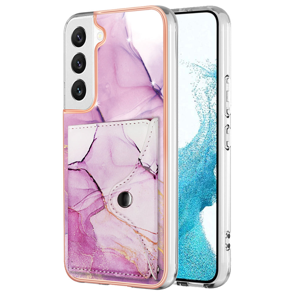 YB Leather Coating Series-9 for Samsung Galaxy S22 5G Shockproof Cover PU Leather+TPU Phone Case with Card Holder