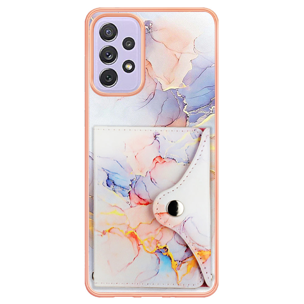 YB Leather Coating Series-9 for Samsung Galaxy A13 4G Case Card Holder Kickstand IMD Leather Back Phone Cover