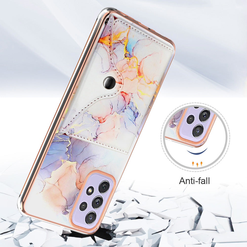 YB Leather Coating Series-9 for Samsung Galaxy A13 4G Case Card Holder Kickstand IMD Leather Back Phone Cover