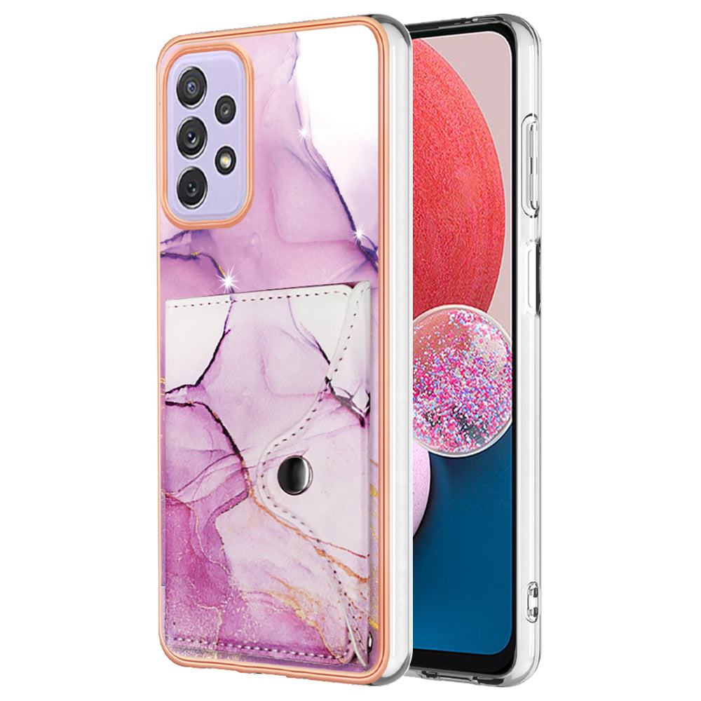 YB Leather Coating Series-9 for Samsung Galaxy A13 4G Case Card Holder Kickstand IMD Leather Back Phone Cover