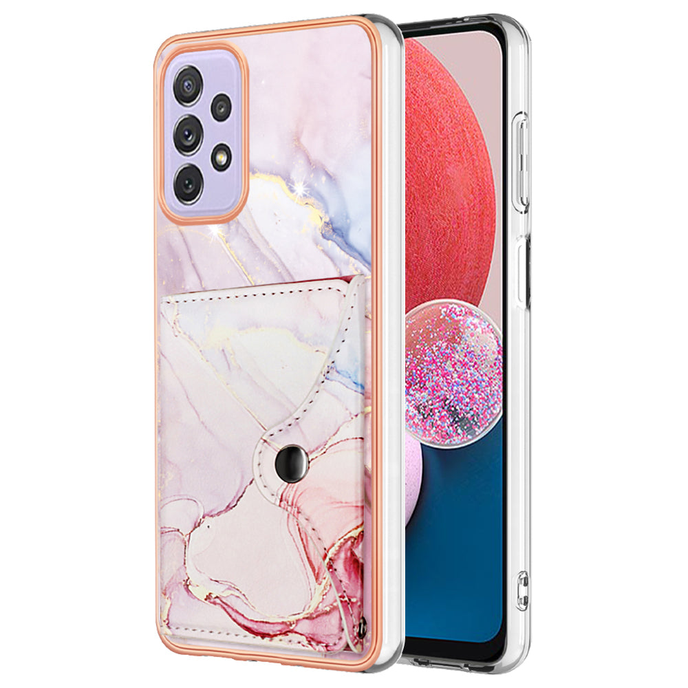YB Leather Coating Series-9 for Samsung Galaxy A13 4G Case Card Holder Kickstand IMD Leather Back Phone Cover