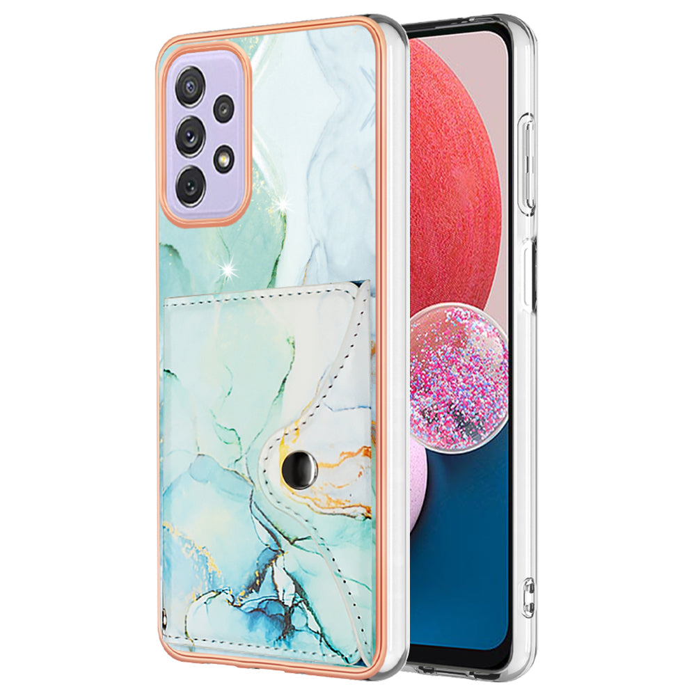 YB Leather Coating Series-9 for Samsung Galaxy A13 4G Case Card Holder Kickstand IMD Leather Back Phone Cover