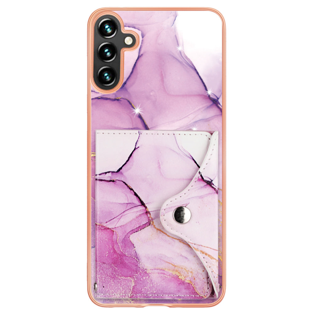 YB Leather Coating Series-9 for Samsung Galaxy A13 5G Case Kickstand IMD Phone Cover with Card Slots