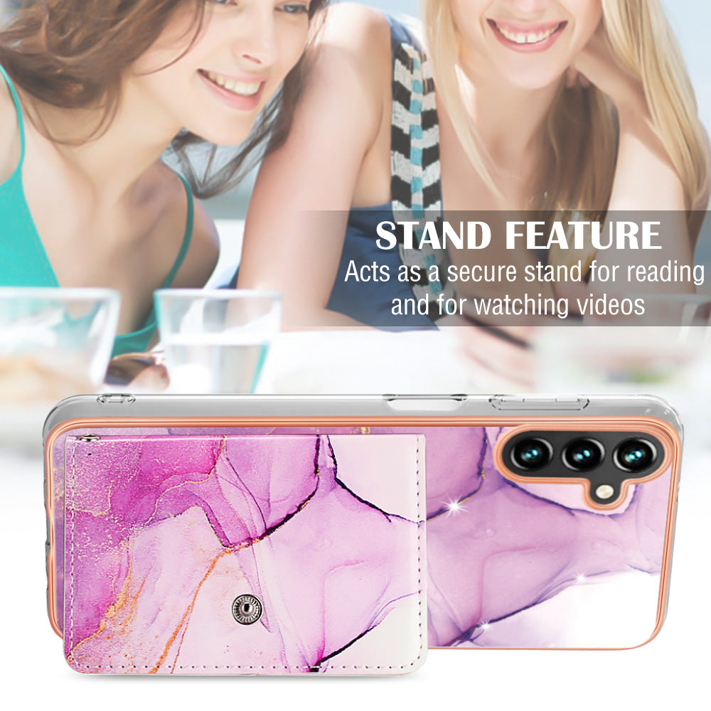 YB Leather Coating Series-9 for Samsung Galaxy A13 5G Case Kickstand IMD Phone Cover with Card Slots
