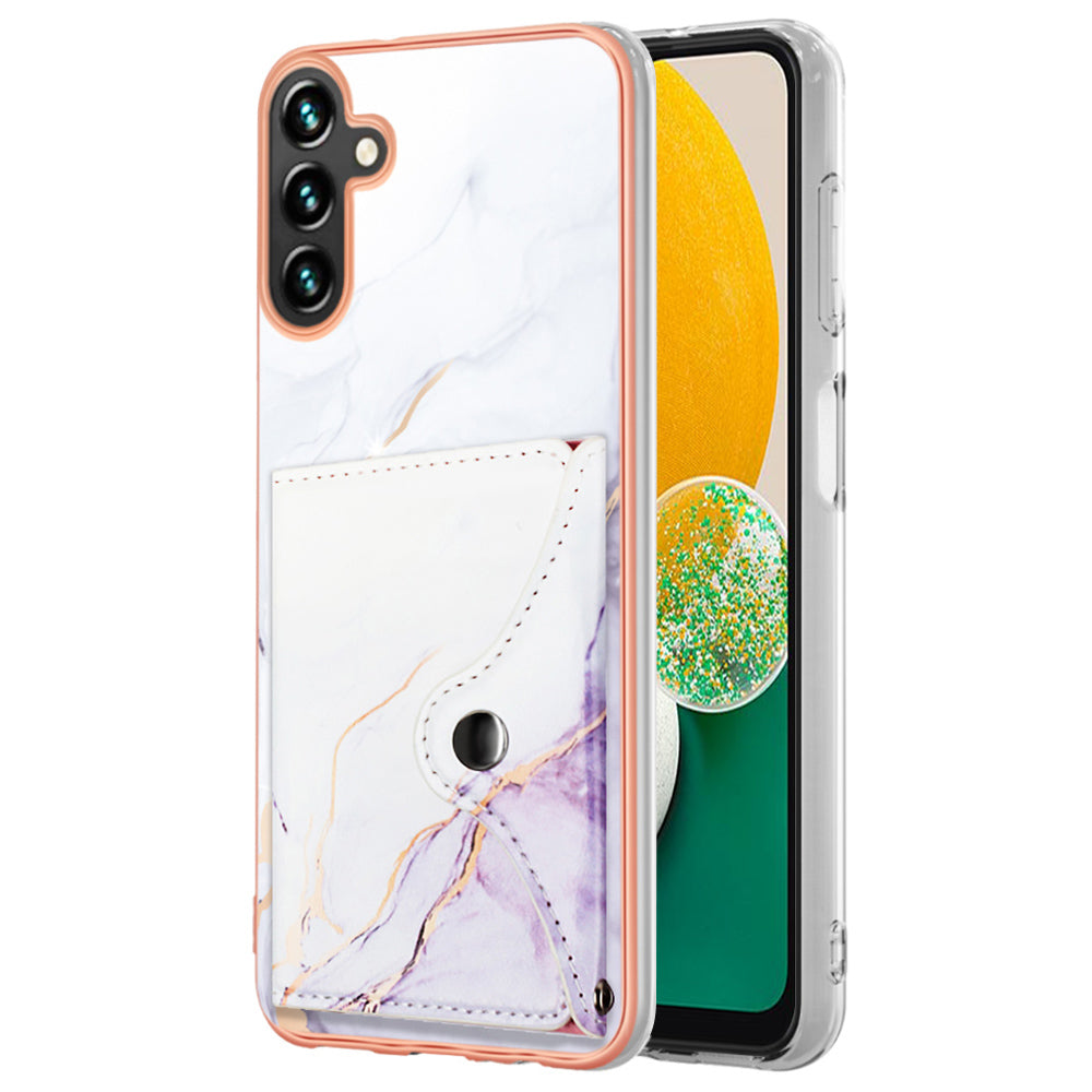 YB Leather Coating Series-9 for Samsung Galaxy A13 5G Case Kickstand IMD Phone Cover with Card Slots