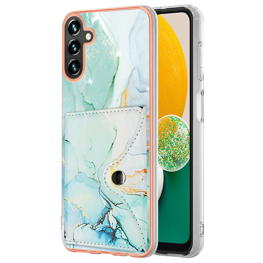 YB Leather Coating Series-9 for Samsung Galaxy A13 5G Case Kickstand IMD Phone Cover with Card Slots