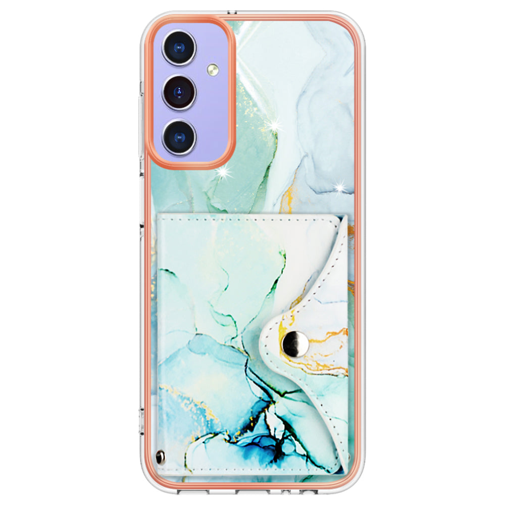 YB Leather Coating Series-9 for Samsung Galaxy A15 5G Case Card Slots IMD Marble Pattern Phone Cover