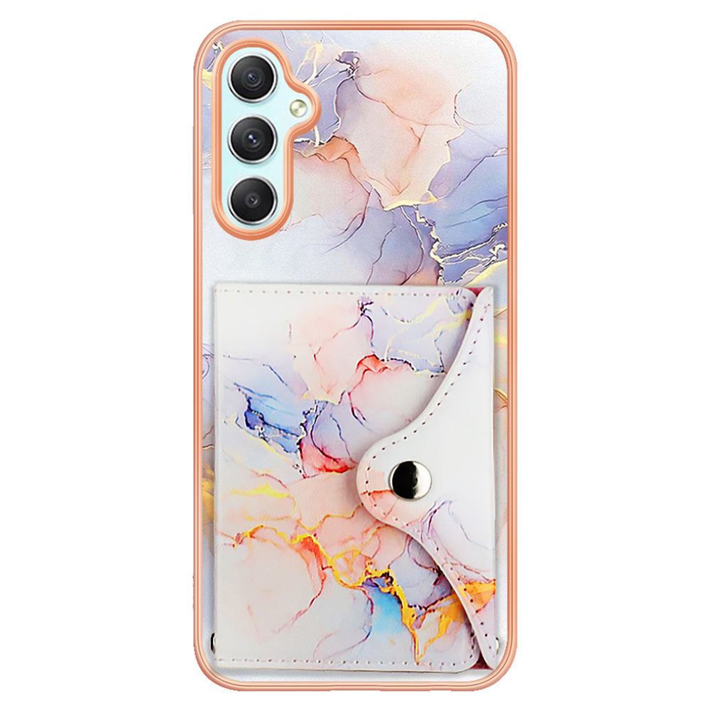 YB Leather Coating Series-9 for Samsung Galaxy A24 4G (162.1 x 77.6 x 8.3mm) IMD Phone Cover Kickstand Card Slot