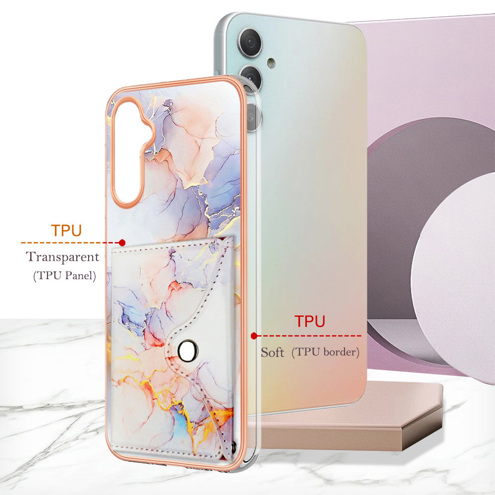 YB Leather Coating Series-9 for Samsung Galaxy A24 4G (162.1 x 77.6 x 8.3mm) IMD Phone Cover Kickstand Card Slot