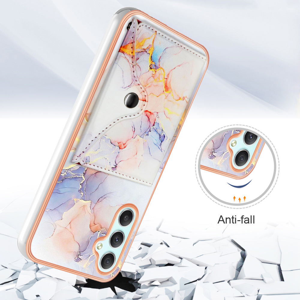 YB Leather Coating Series-9 for Samsung Galaxy A24 4G (162.1 x 77.6 x 8.3mm) IMD Phone Cover Kickstand Card Slot