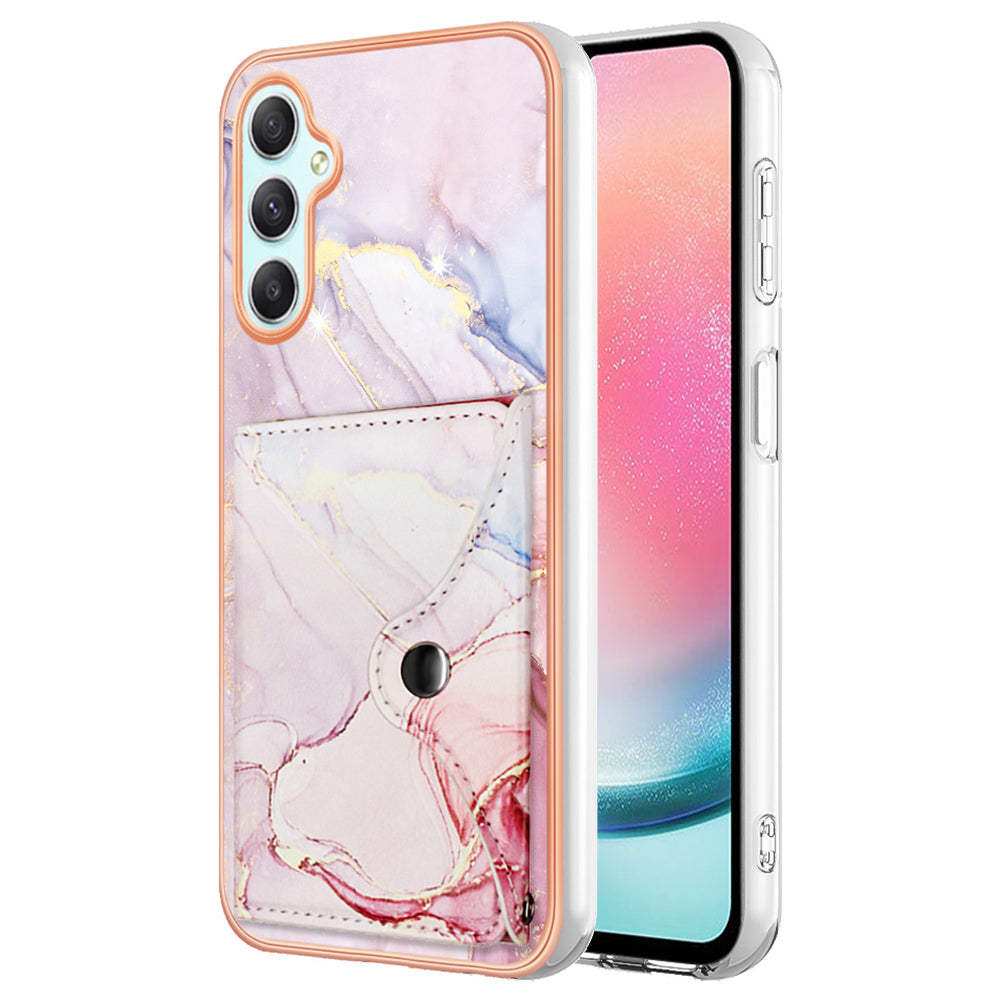 YB Leather Coating Series-9 for Samsung Galaxy A24 4G (162.1 x 77.6 x 8.3mm) IMD Phone Cover Kickstand Card Slot