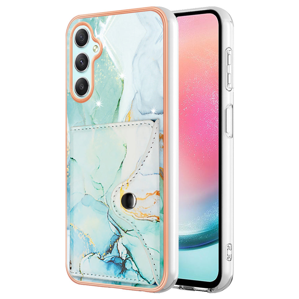 YB Leather Coating Series-9 for Samsung Galaxy A24 4G (162.1 x 77.6 x 8.3mm) IMD Phone Cover Kickstand Card Slot
