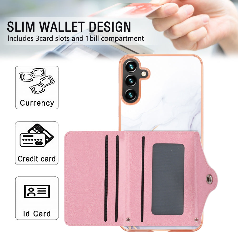 YB Leather Coating Series-9 for Samsung Galaxy A34 5G Case Card Slots IMD Leather+TPU Kickstand Cover