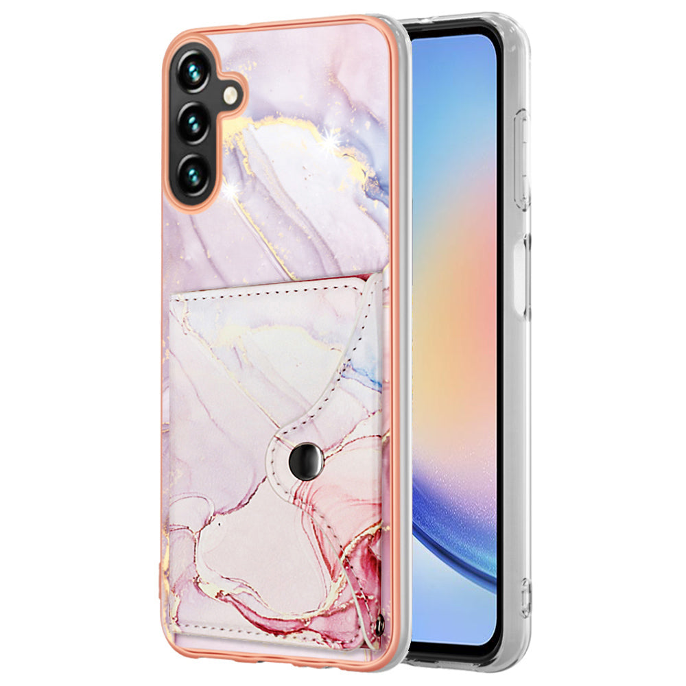 YB Leather Coating Series-9 for Samsung Galaxy A34 5G Case Card Slots IMD Leather+TPU Kickstand Cover