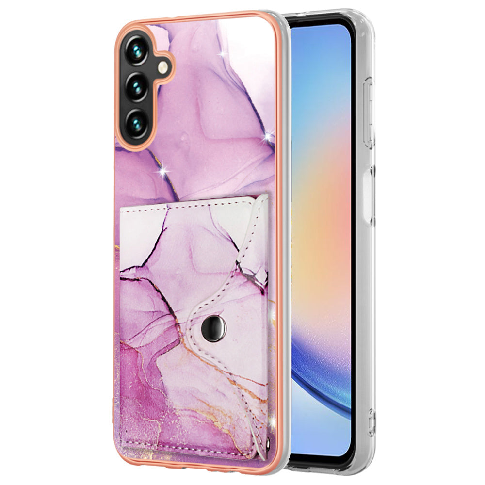 YB Leather Coating Series-9 for Samsung Galaxy A34 5G Case Card Slots IMD Leather+TPU Kickstand Cover