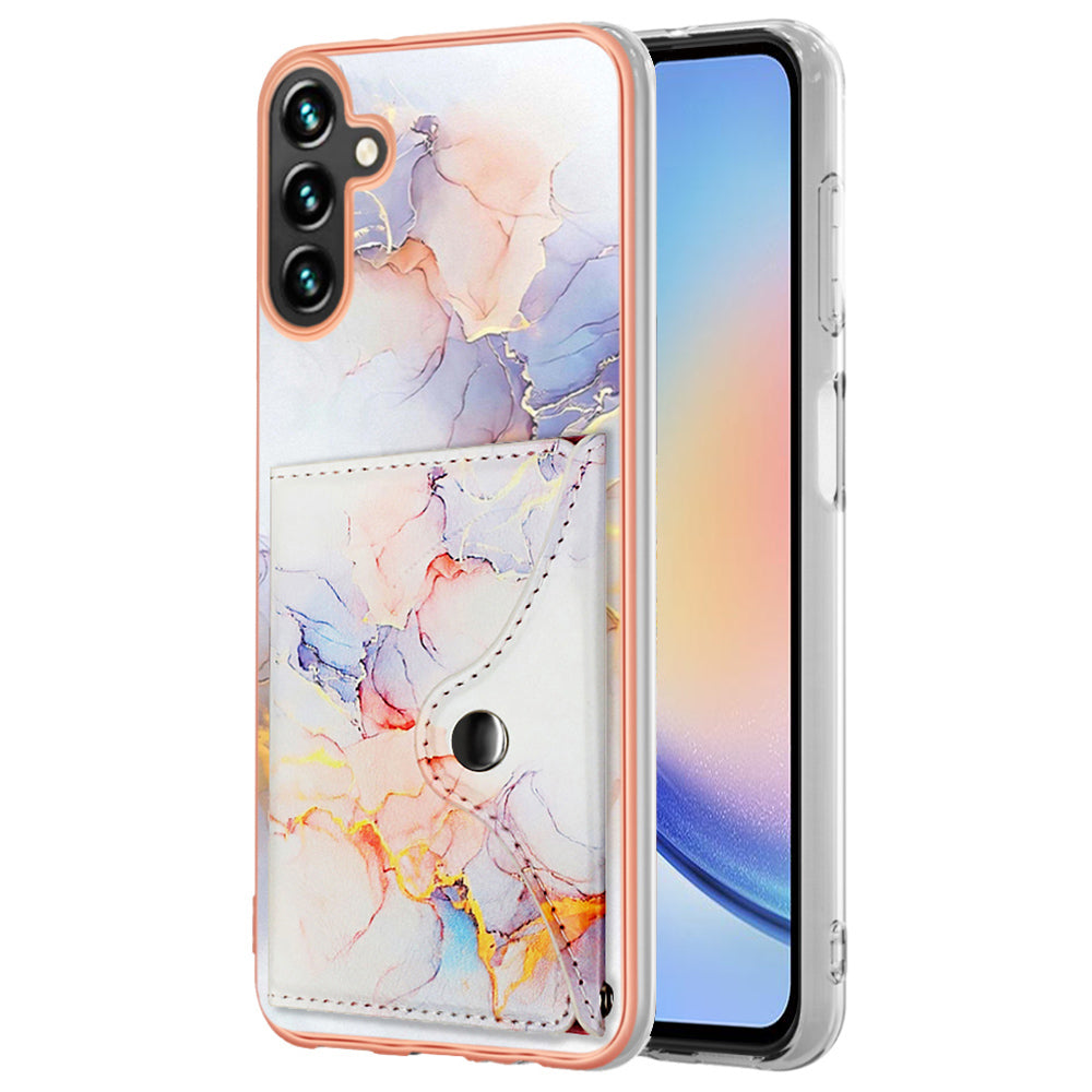 YB Leather Coating Series-9 for Samsung Galaxy A34 5G Case Card Slots IMD Leather+TPU Kickstand Cover