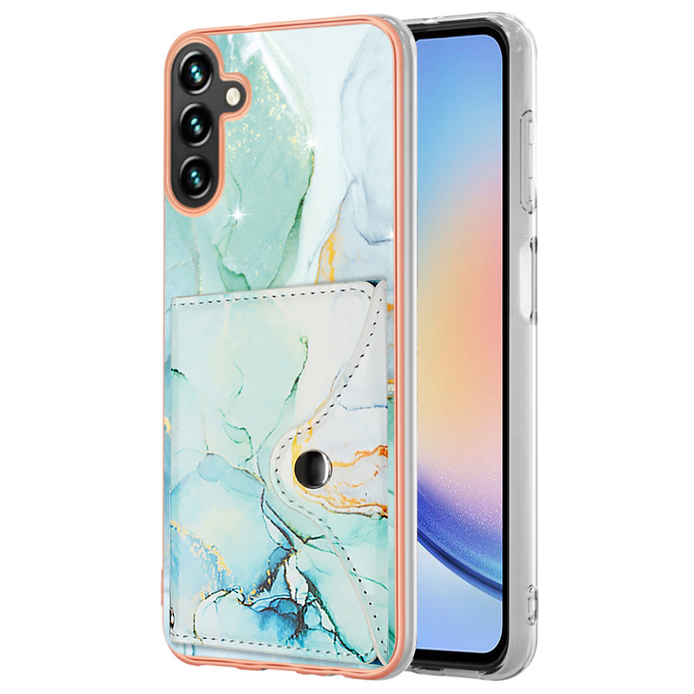 YB Leather Coating Series-9 for Samsung Galaxy A34 5G Case Card Slots IMD Leather+TPU Kickstand Cover