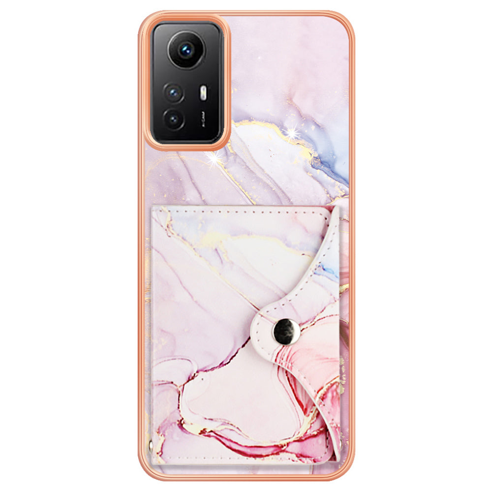YB Leather Coating Series-9 for Xiaomi Redmi Note 12S 4G Case IMD Pattern Phone Card Bag Kickstand