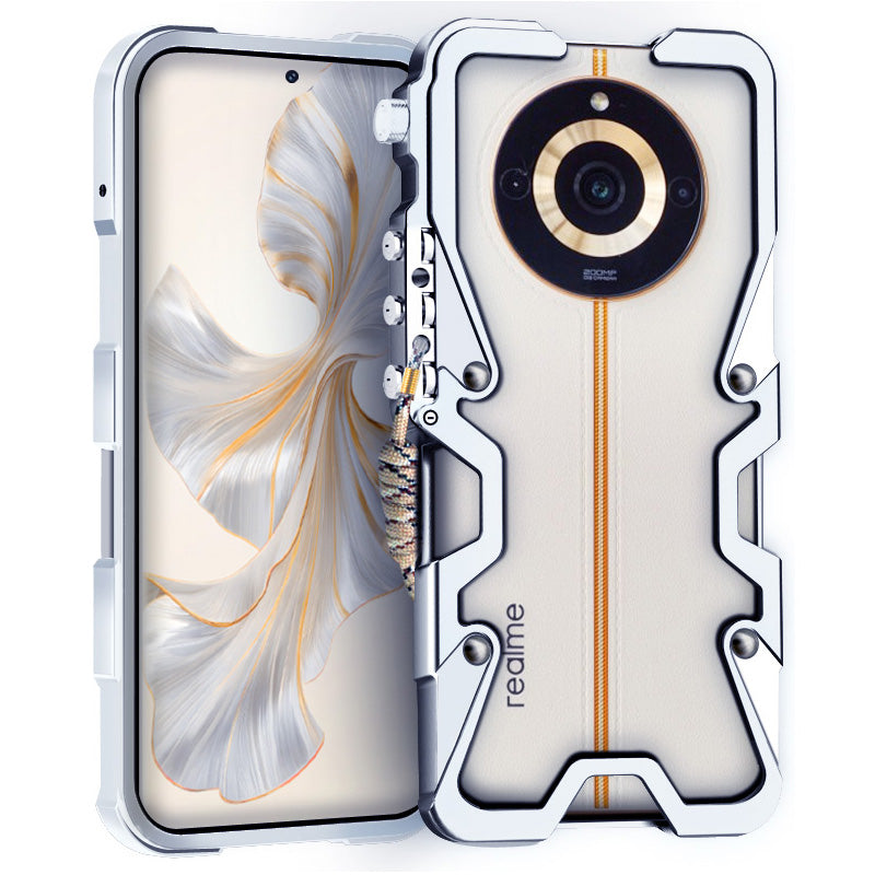 For Realme 11 Pro+ 5G / 11 Pro 5G / 12 Pro 5G / 12 Pro+ 5G / 12 Pro Ultra Phone Case Aluminium Alloy Mechanical Arm Heat Dissipation Shell