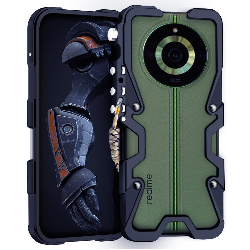 For Realme 11 Pro+ 5G / 11 Pro 5G / 12 Pro 5G / 12 Pro+ 5G / 12 Pro Ultra Phone Case Aluminium Alloy Mechanical Arm Heat Dissipation Shell