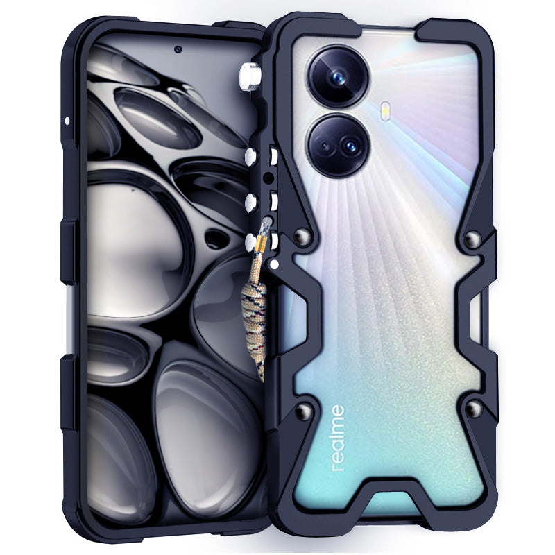 For Realme 10 Pro+ 5G Phone Case Mechanical Arm Aluminium Alloy Hollow Back Cover