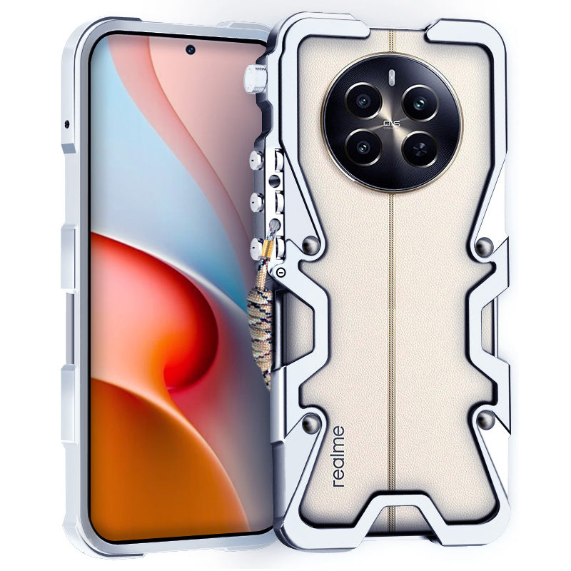 For Realme 12+ 5G Case Aluminium Alloy Phone Frame Protective Cover Mechanical Arm