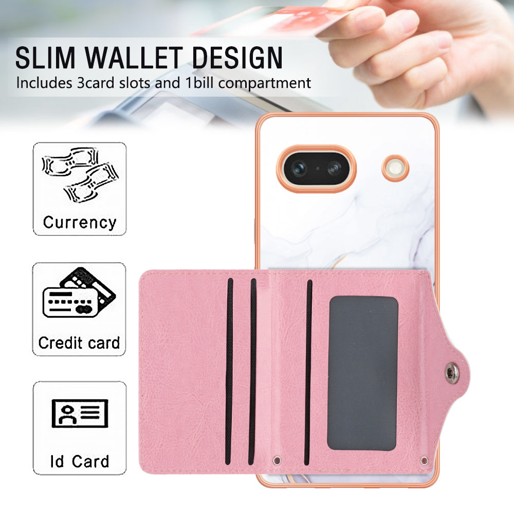YB Leather Coating Series-9 for Google Pixel 7a Case IMD Pattern Leather+TPU Multifunctional Shell Cover