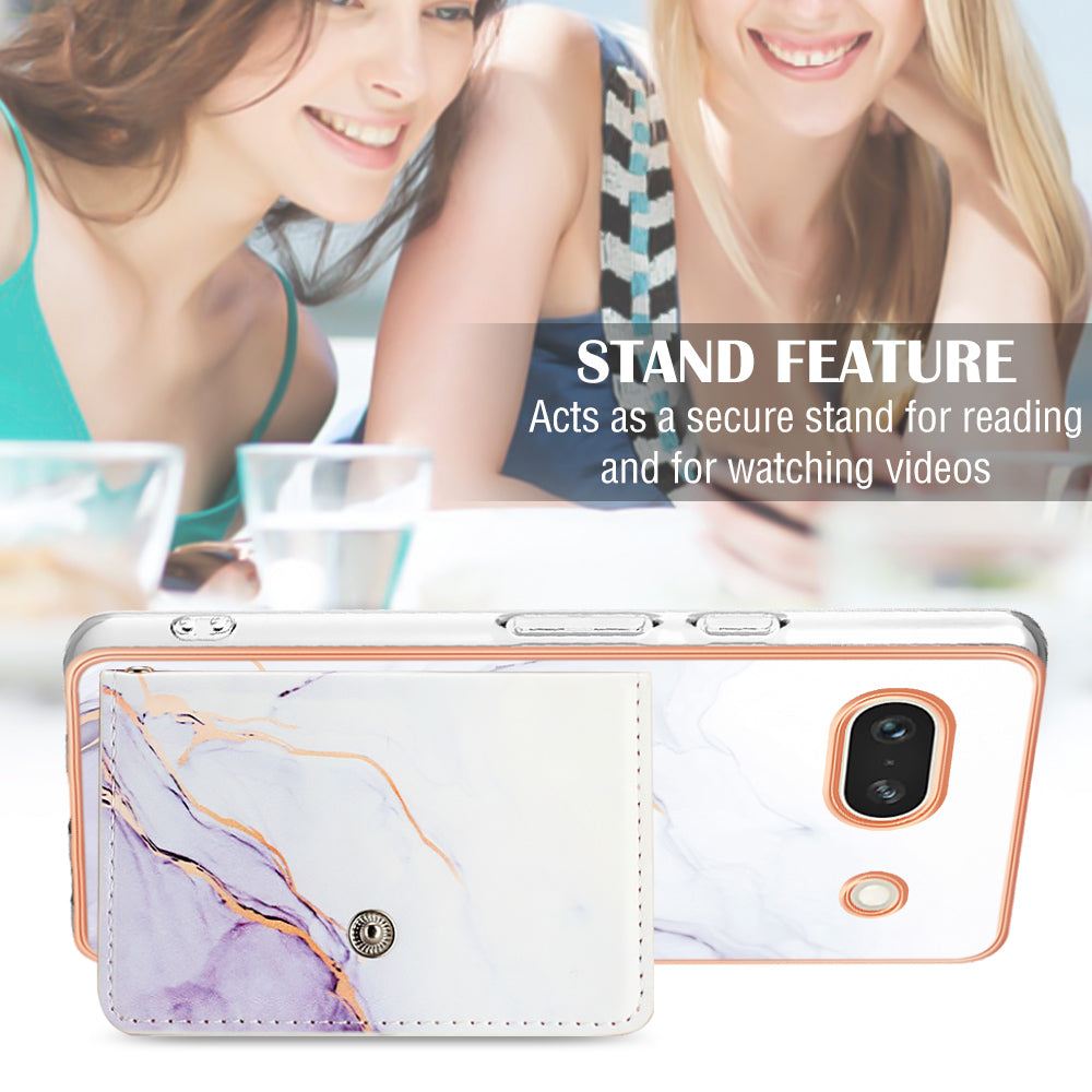 YB Leather Coating Series-9 for Google Pixel 7a Case IMD Pattern Leather+TPU Multifunctional Shell Cover