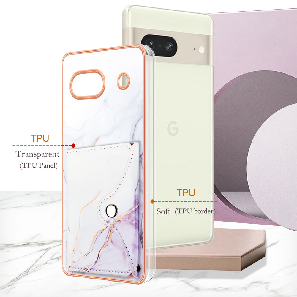 YB Leather Coating Series-9 for Google Pixel 7a Case IMD Pattern Leather+TPU Multifunctional Shell Cover