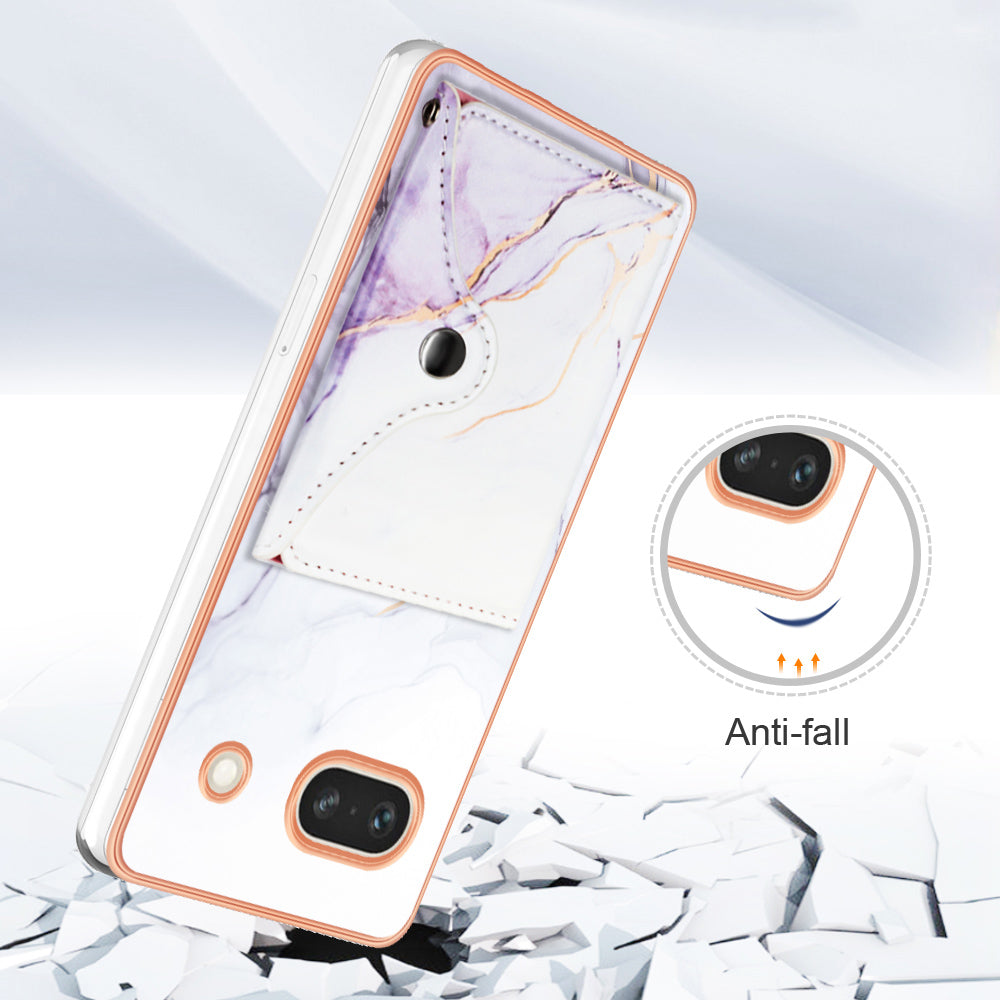 YB Leather Coating Series-9 for Google Pixel 7a Case IMD Pattern Leather+TPU Multifunctional Shell Cover