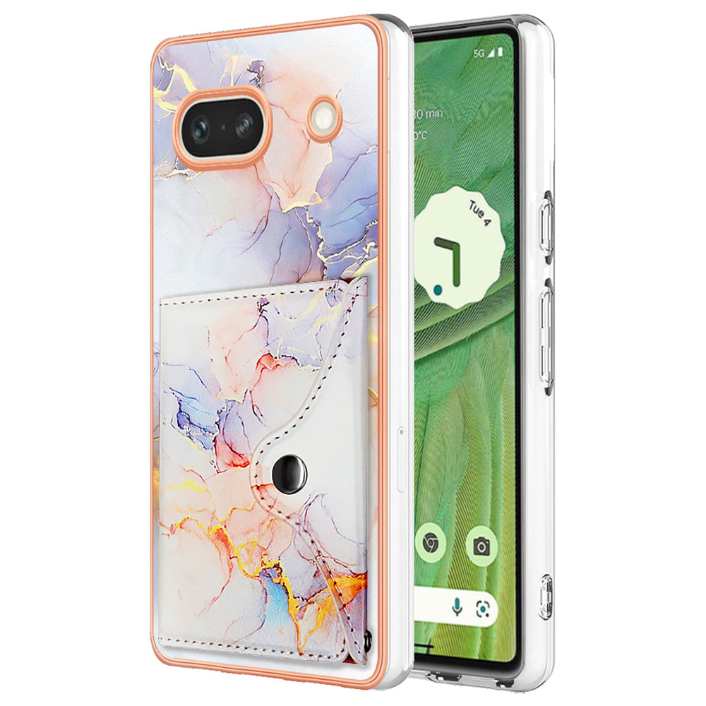 YB Leather Coating Series-9 for Google Pixel 7a Case IMD Pattern Leather+TPU Multifunctional Shell Cover