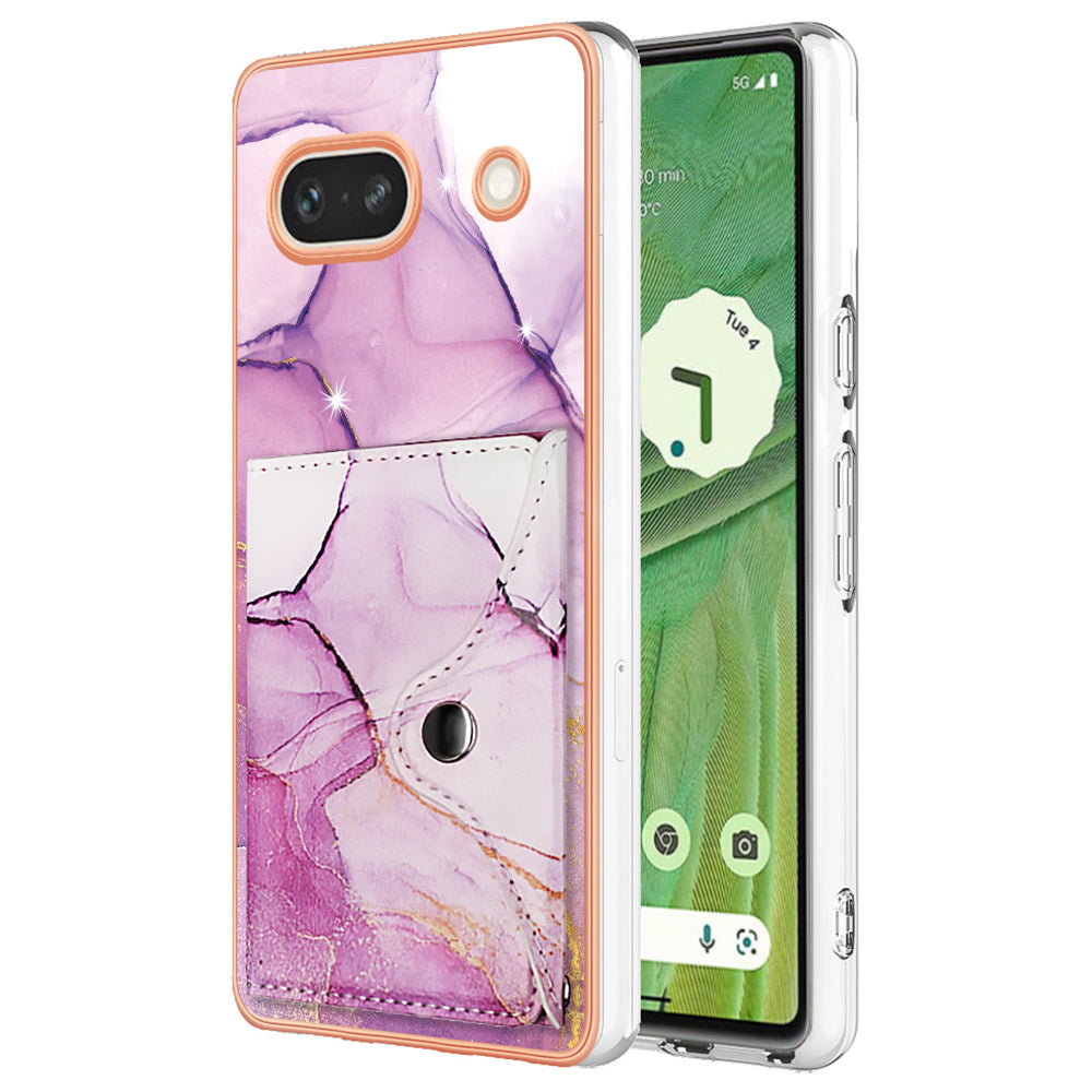 YB Leather Coating Series-9 for Google Pixel 7a Case IMD Pattern Leather+TPU Multifunctional Shell Cover