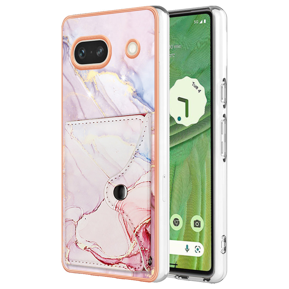 YB Leather Coating Series-9 for Google Pixel 7a Case IMD Pattern Leather+TPU Multifunctional Shell Cover