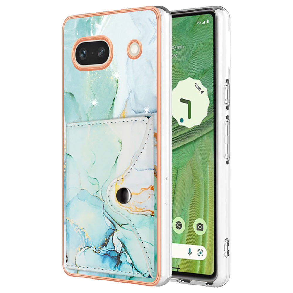 YB Leather Coating Series-9 for Google Pixel 7a Case IMD Pattern Leather+TPU Multifunctional Shell Cover