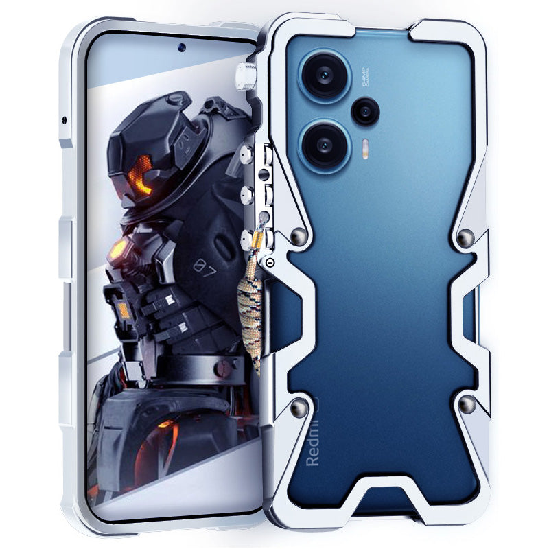 For Xiaomi Redmi Note 12 Turbo / Poco F5 5G Case Mechanical Arm Aluminium Alloy Bump Proof Frame Cover