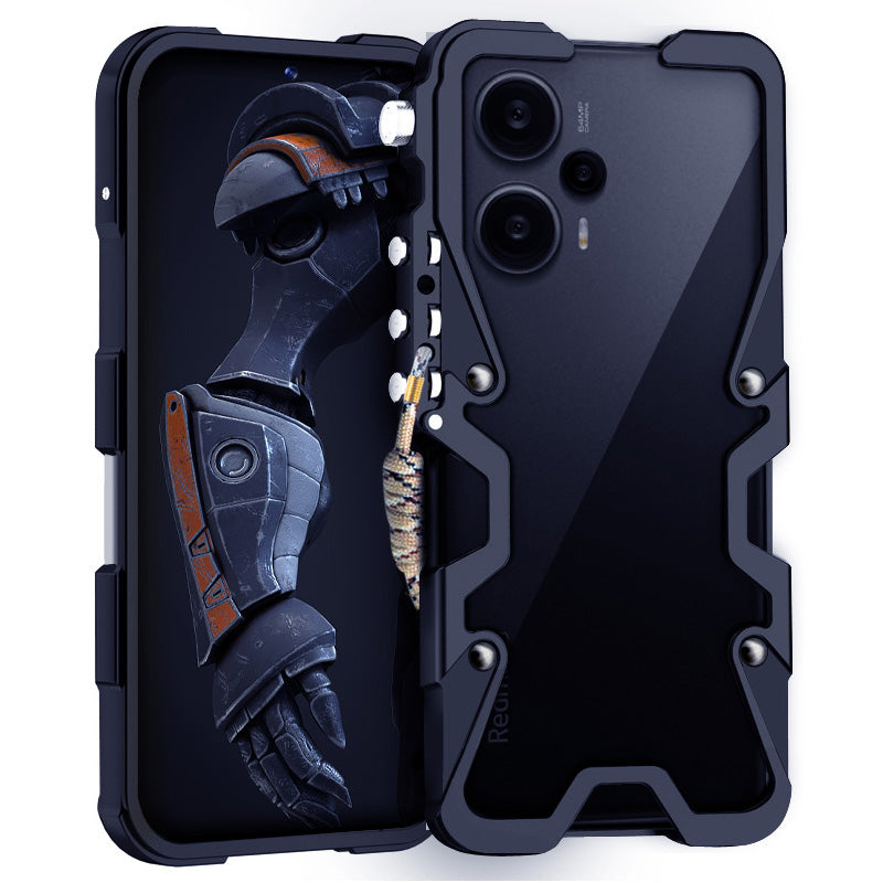 For Xiaomi Redmi Note 12 Turbo / Poco F5 5G Case Mechanical Arm Aluminium Alloy Bump Proof Frame Cover