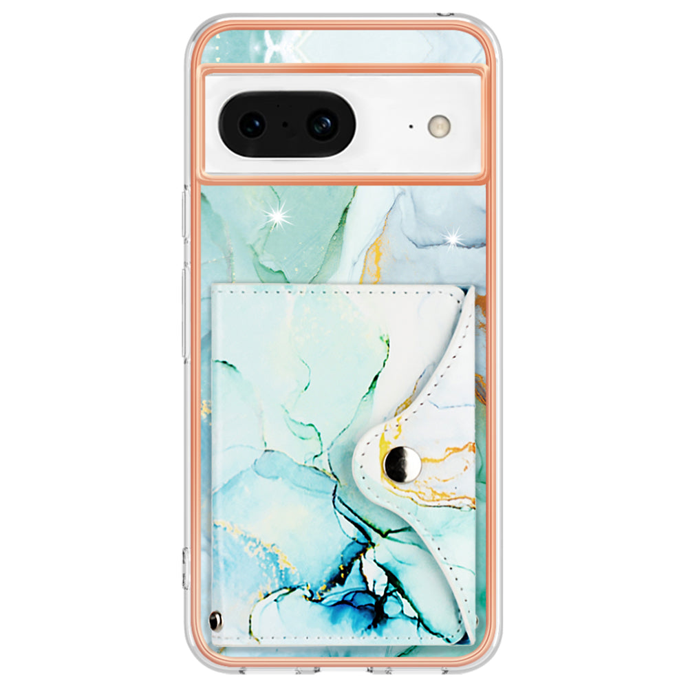 YB Leather Coating Series-9 for Google Pixel 8 Case Card Slots IMD Leather Coated TPU Phone Cover