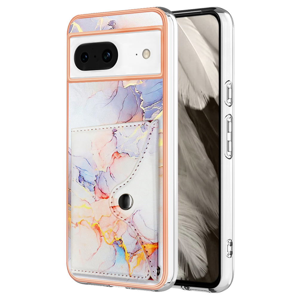 YB Leather Coating Series-9 for Google Pixel 8 Case Card Slots IMD Leather Coated TPU Phone Cover