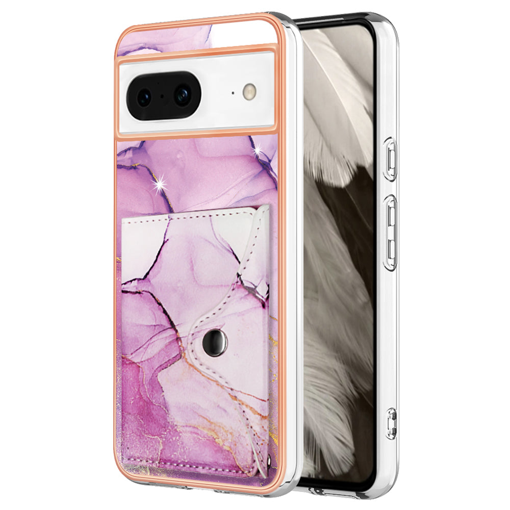 YB Leather Coating Series-9 for Google Pixel 8 Case Card Slots IMD Leather Coated TPU Phone Cover
