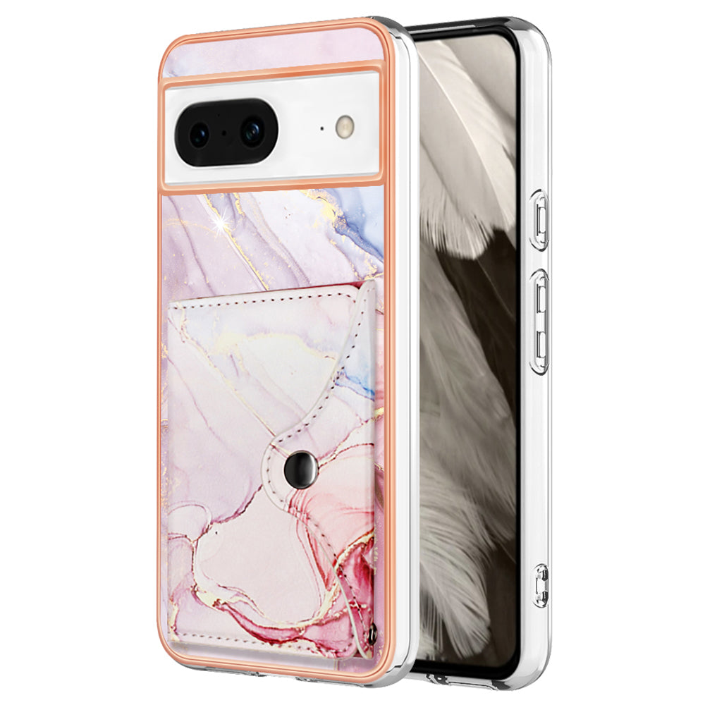 YB Leather Coating Series-9 for Google Pixel 8 Case Card Slots IMD Leather Coated TPU Phone Cover