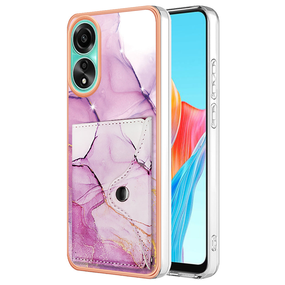 YB Leather Coating Series-9 for Oppo A78 4G Case IMD Pattern Card Slot Phone Shell