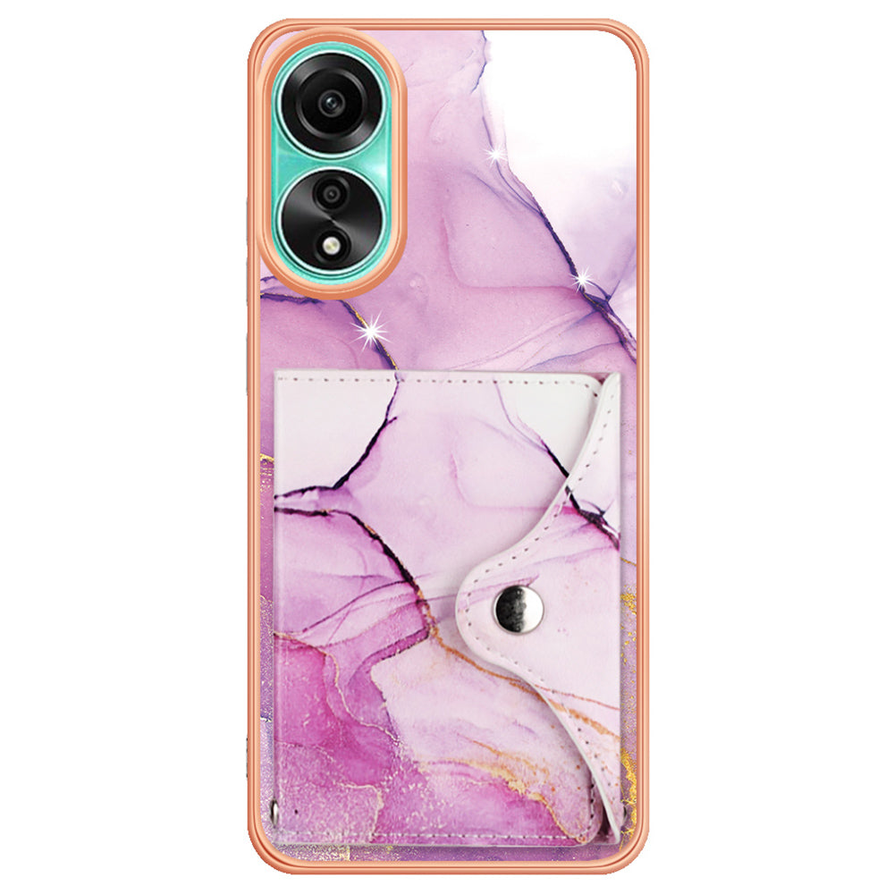 YB Leather Coating Series-9 for Oppo A78 4G Case IMD Pattern Card Slot Phone Shell